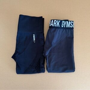 GYMSHARK Black Cropped Leggings 2 Pair size medium